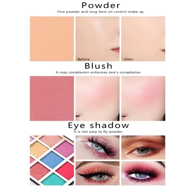 Miss Rose 16 Color 3 in 1 Eye Shadow, Blush & Powder Palette - Image 4