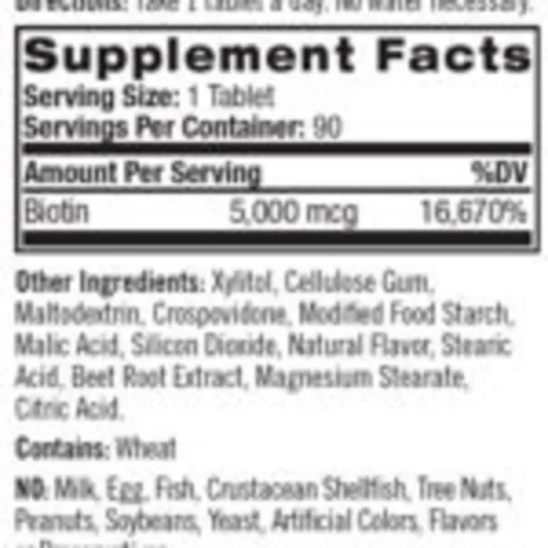 Natrol Biotin Fast Dissolve – 5,000mcg 90-Tablets - Image 2