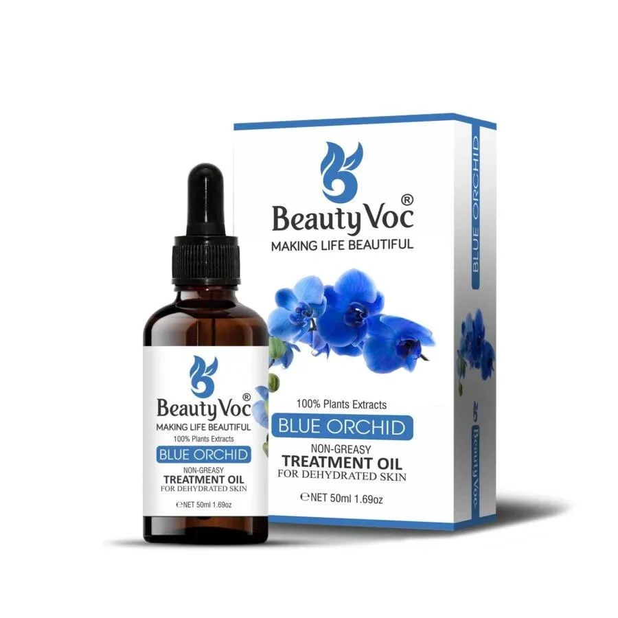 BeautyVoc Blue Orchid Treatment Oil 50 ml Pure 100% | Non-Greasy | Cold-Pressed Oil for Dehydrated Skin, Radiance Boost & Moisture Lock