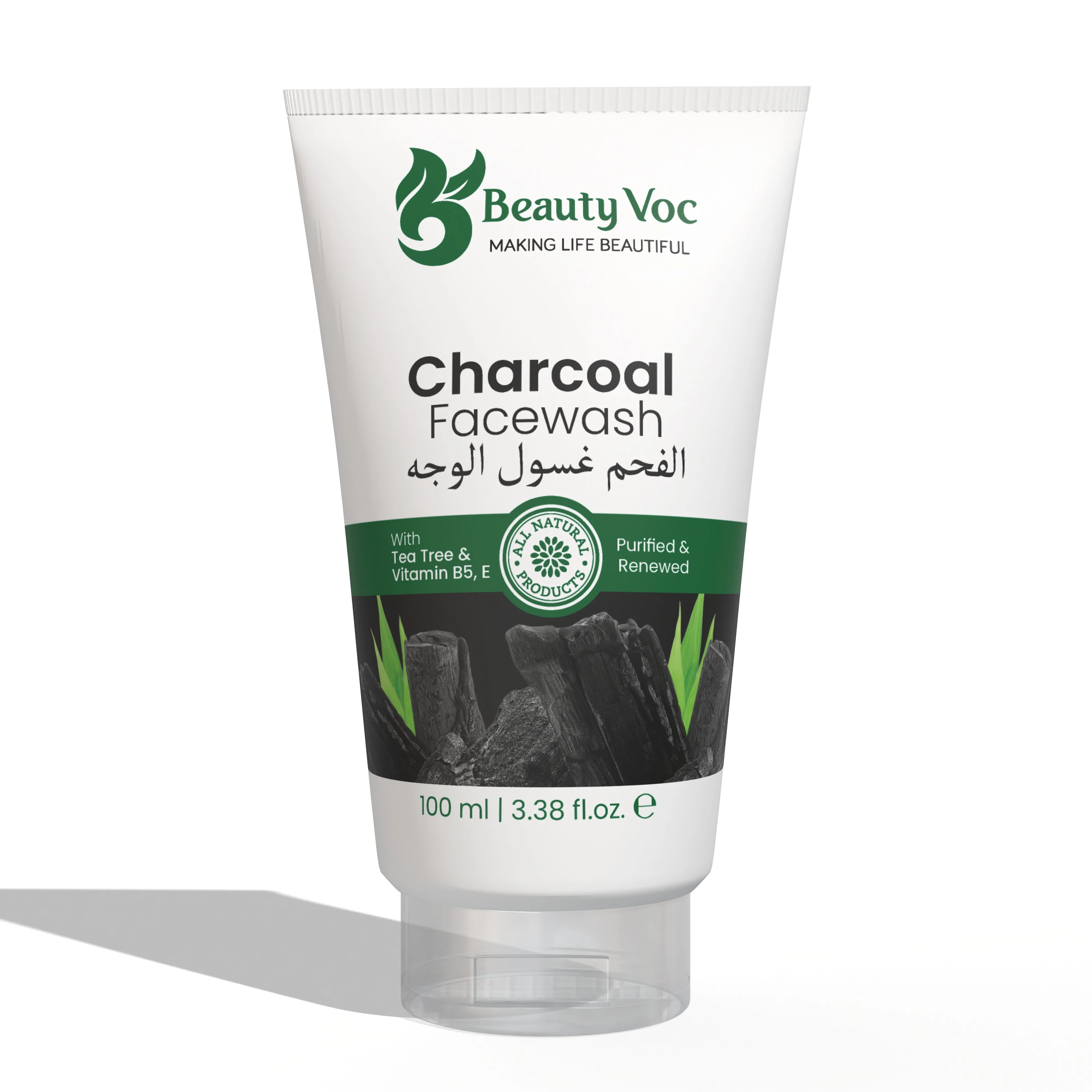 BeautyVoc Charcoal Face Wash 100 ml | Deep Cleanse, Oil Control, Detox | For Men & Women