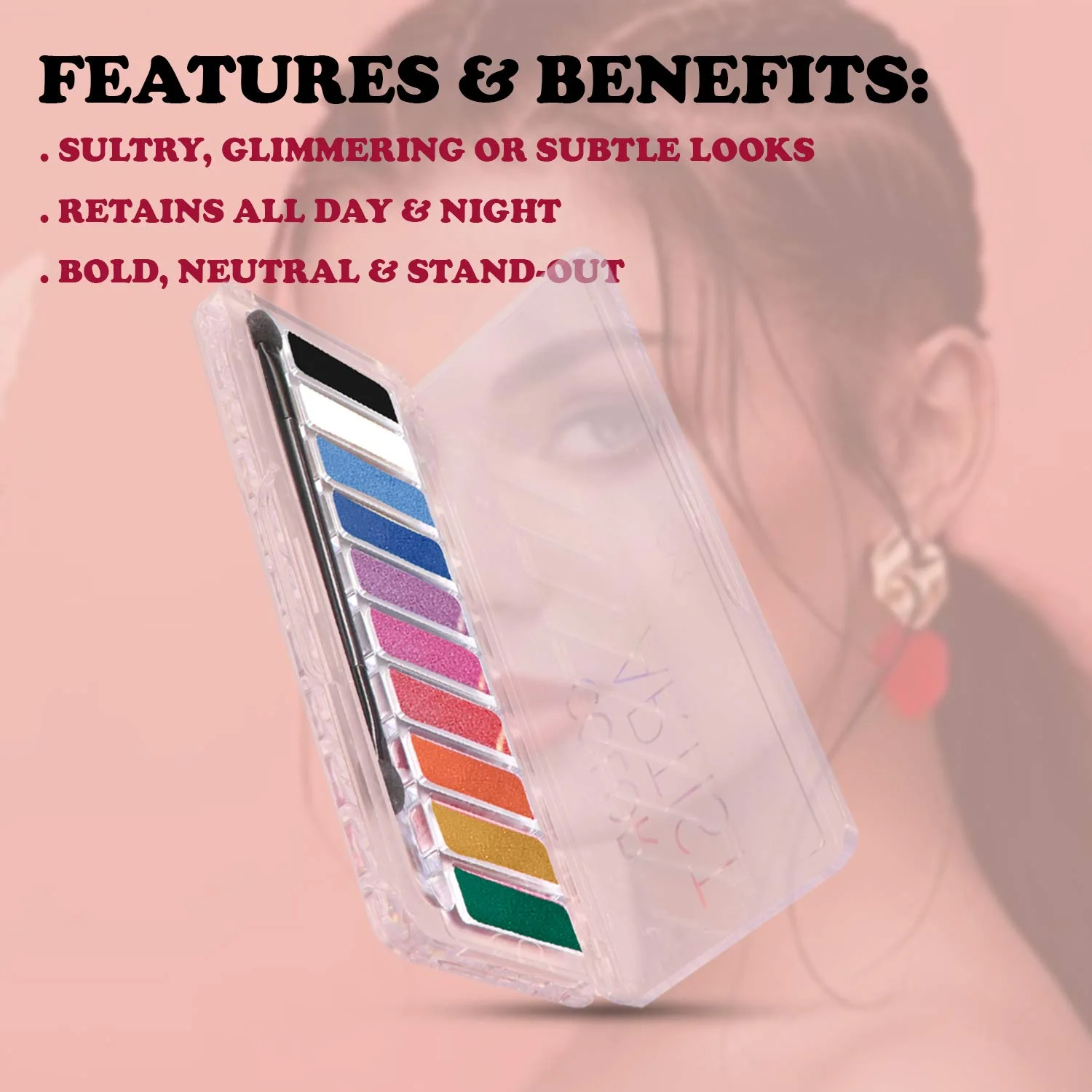 CVB  10 Colours Eyeshadow for Sultry, Glimmering and Subtle Looks, Coveted Shades Colour Pallet for Long Lasting Eye Make-Up - Image 4