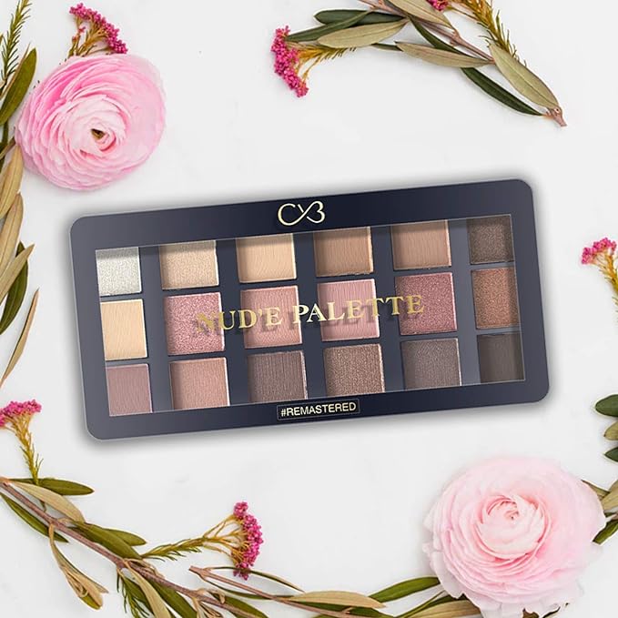 CVB 18 Colours Eyeshadow with 8 Buttery Mattes, 8 Metal Shadows, 1 Wet and Dry Lids, Talc-Free Nude and Rose Gold Palette for Eye Makeup 24g (SHADES - 01) - Image 2