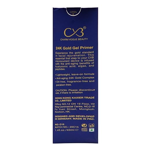 CVB 24K Gold Gel Primer for Pores Minimization, Anti-Ageing Oil-Free & Fragrance-Free Makeup Base (Gold, 40ml) C15 - Image 4