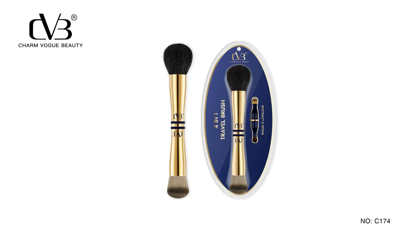 CVB 4 in 1 Travel Brush | With Ultra Soft Bristles | Face Powder Blending Brush | Dense and Fluffy brush - Image 2