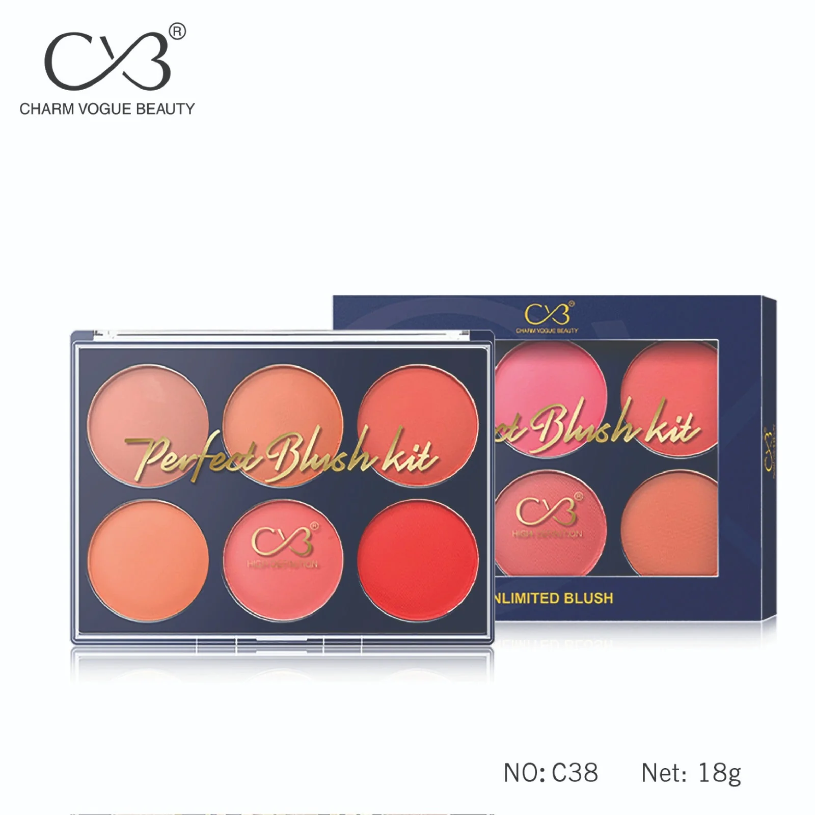 CVB Blush & Contour Professional Make-Up Palette kit - Image 2