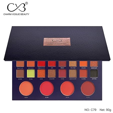 CVB C79 36 Color Makeup Palette for Deep Layering, Micro-Crystal Powder Colour Kit for Face & Eyes, Includes 4 Blush Powder (36 Shades, 90g) - Image 4