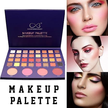 CVB C79 36 Color Makeup Palette for Deep Layering, Micro-Crystal Powder Colour Kit for Face & Eyes, Includes 4 Blush Powder (36 Shades, 90g) - Image 6