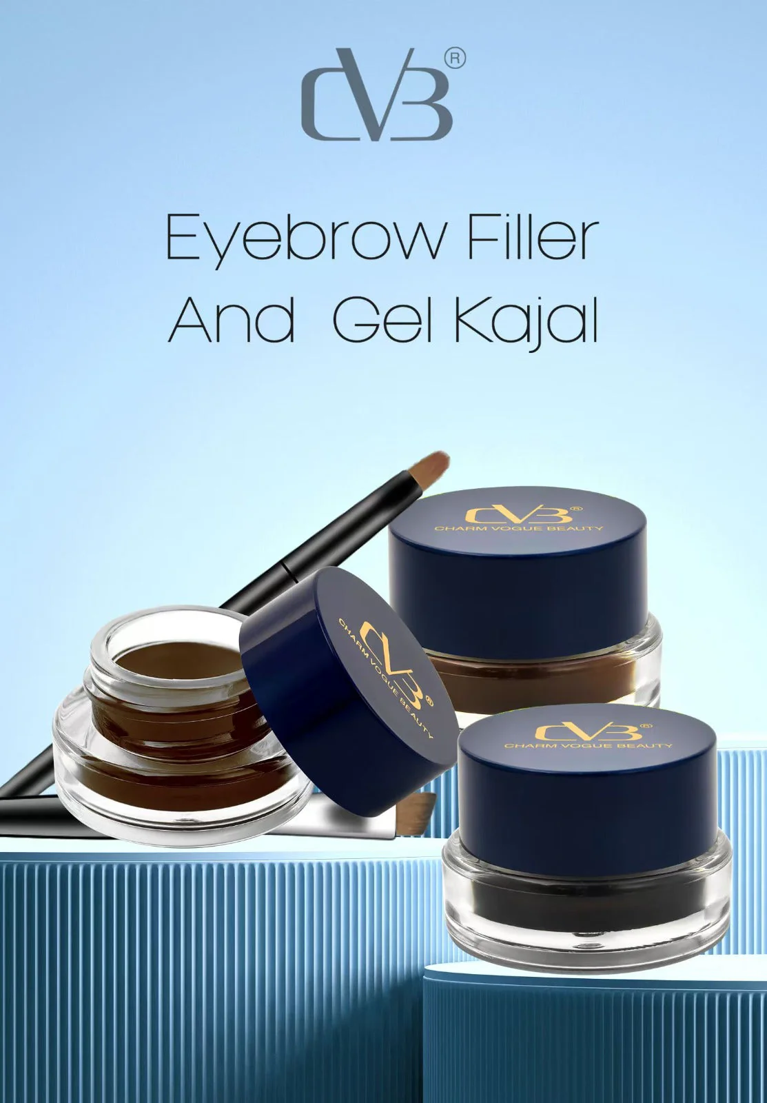 CVB Eyebrow Filler and Gel kajal  2in1 Long-wearBlack & Brown C233 - Image 2