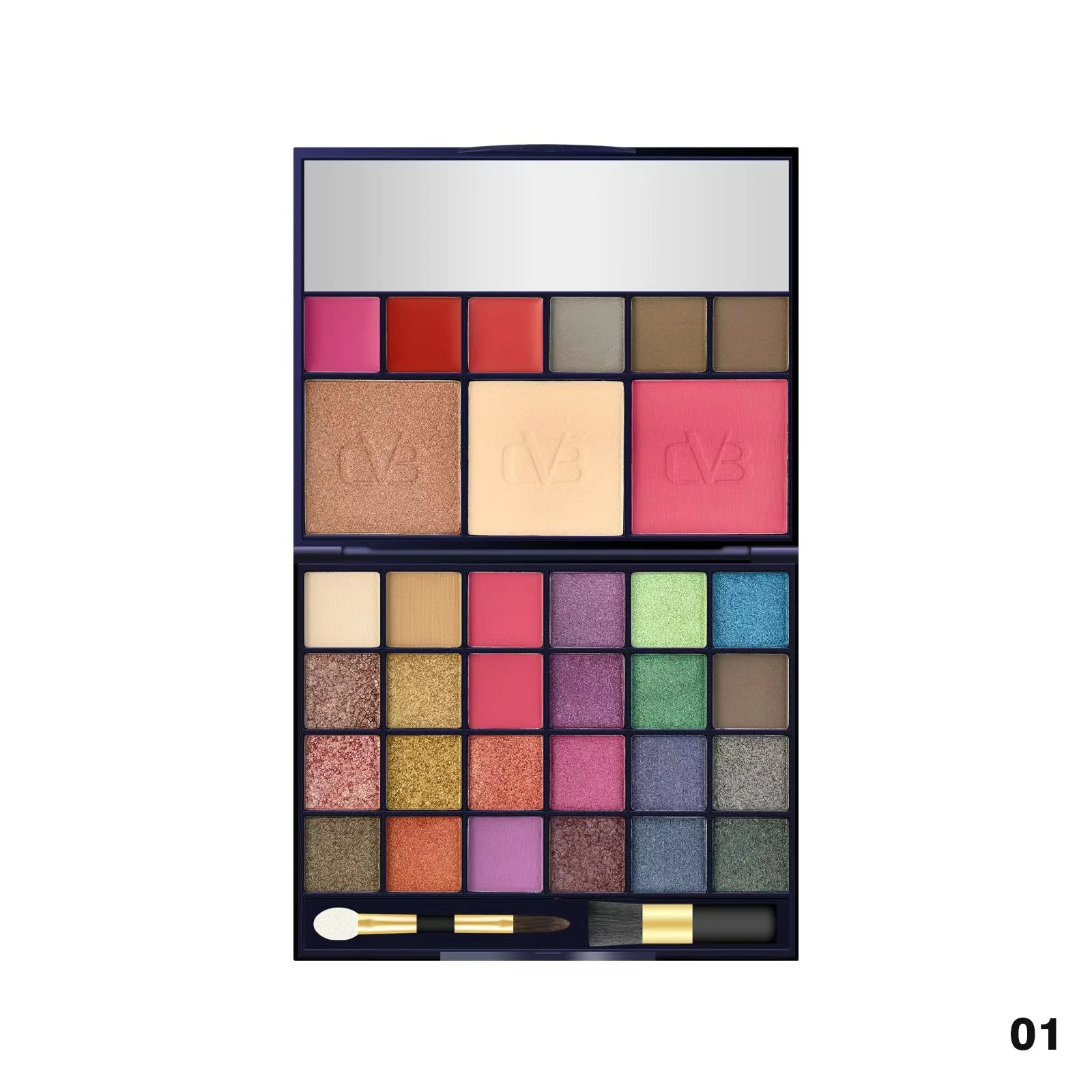 CVB INSTA PALEETE 24 EYESHADOW 1 BLUSH 1HIGHLIGHTER 1 CONTOUR 3 CREAM LIP GLOSS 3 EYEBROW POWDER  C206 - Image 3