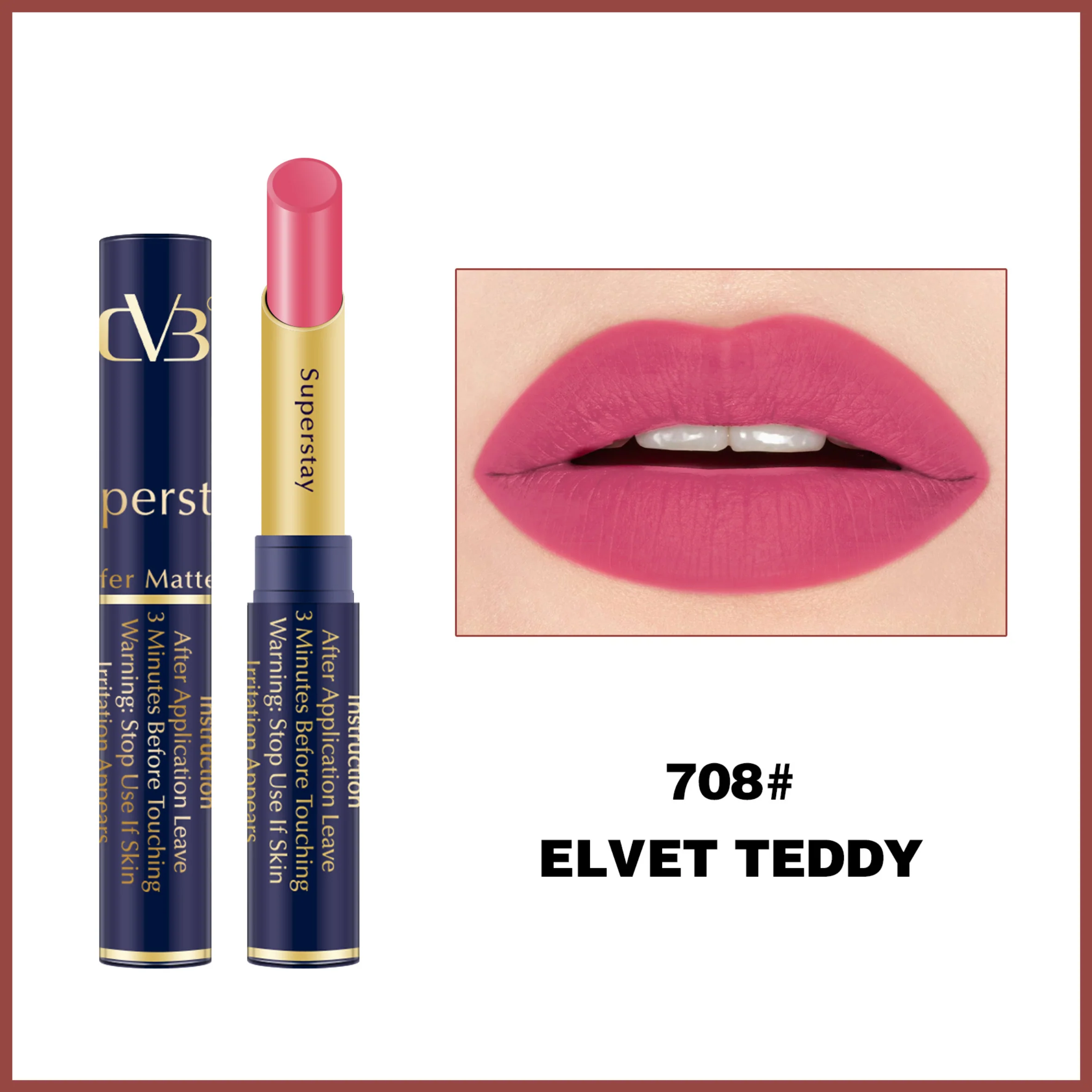 CVB LM-206 SuperStay No Transfer Matte Lipstick, Waterproof and Full-Pigmented, Transfer-Proof Smudge-Proof Lip Colour - Image 11