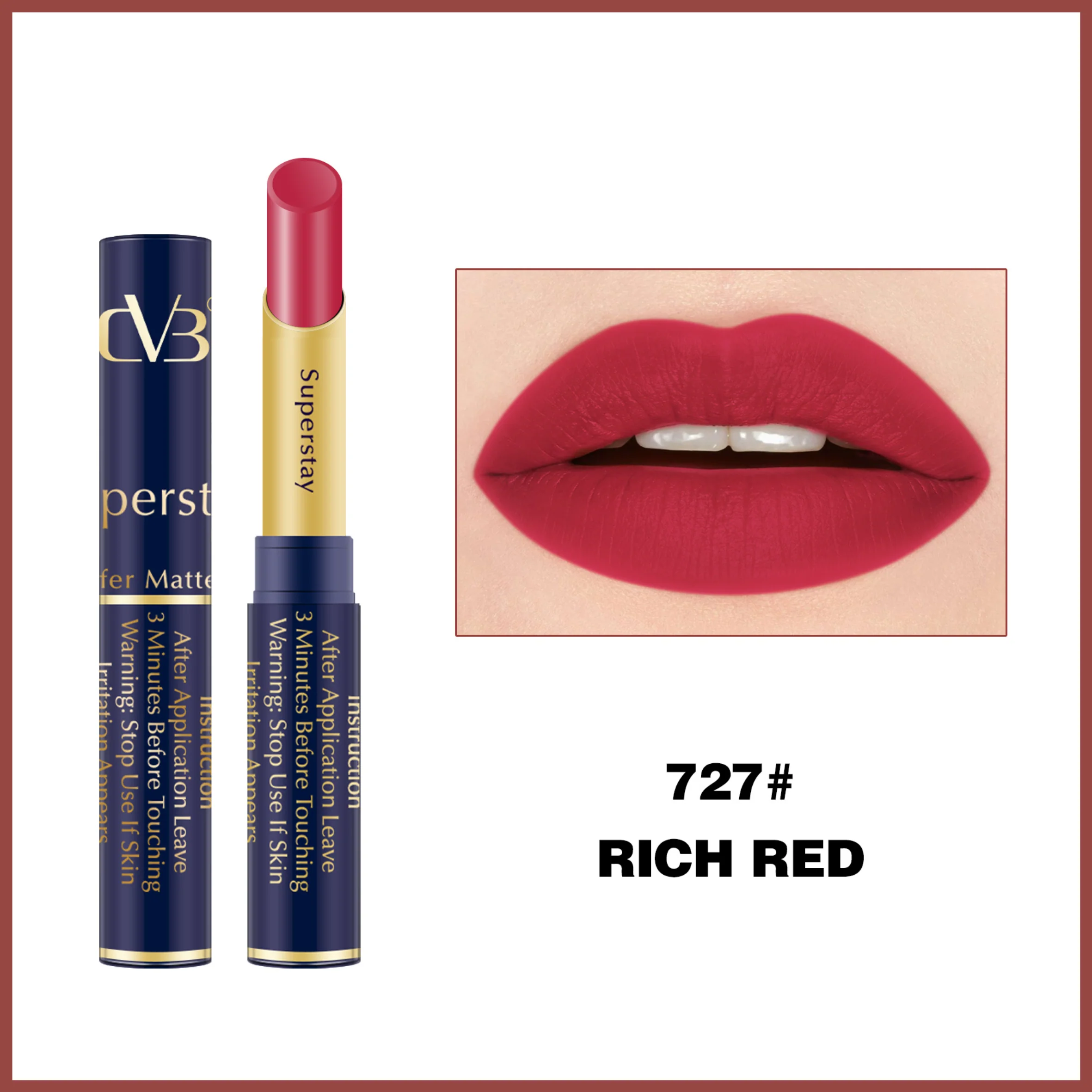 CVB LM-206 SuperStay No Transfer Matte Lipstick, Waterproof and Full-Pigmented, Transfer-Proof Smudge-Proof Lip Colour - Image 30