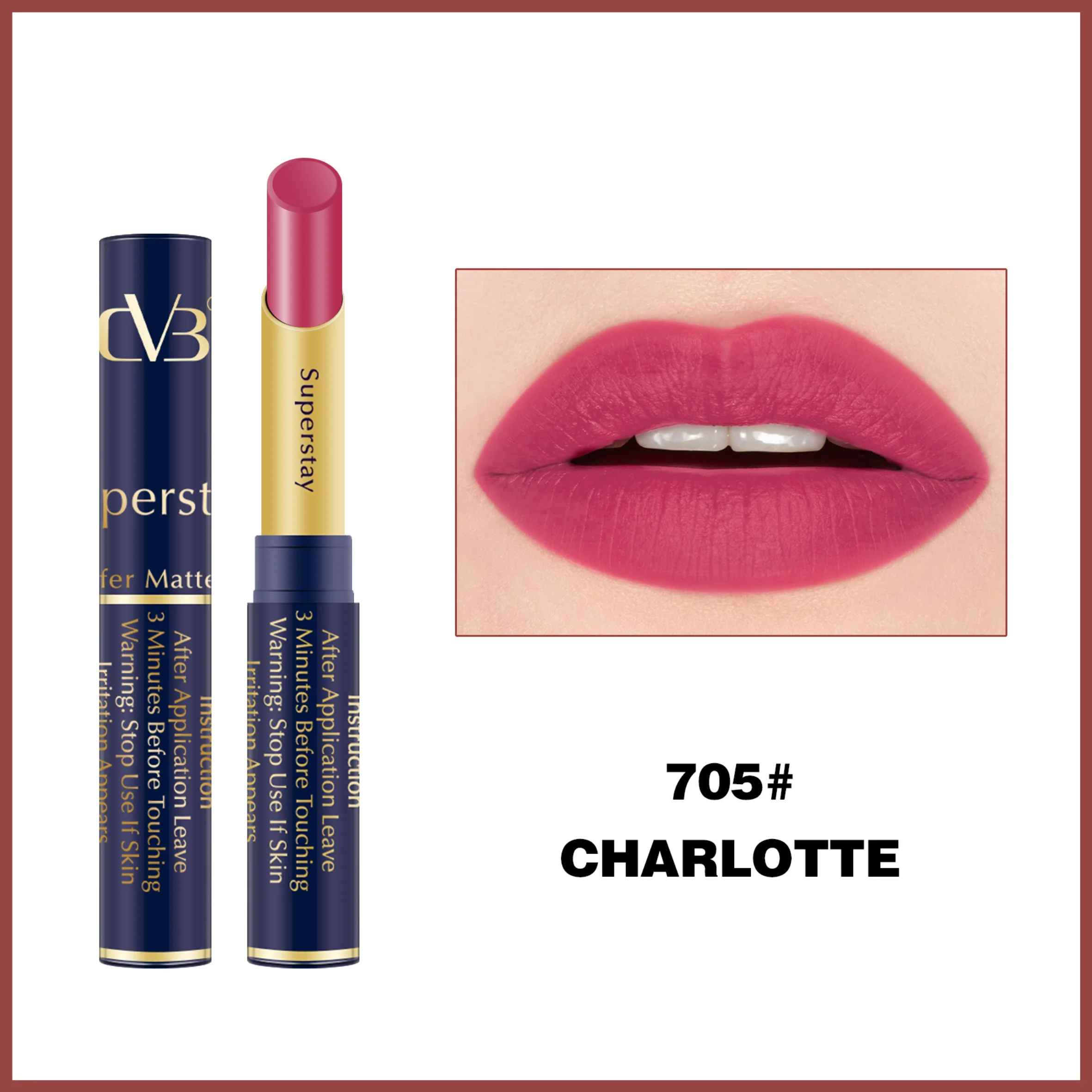 CVB LM-206 SuperStay No Transfer Matte Lipstick, Waterproof and Full-Pigmented, Transfer-Proof Smudge-Proof Lip Colour - Image 8