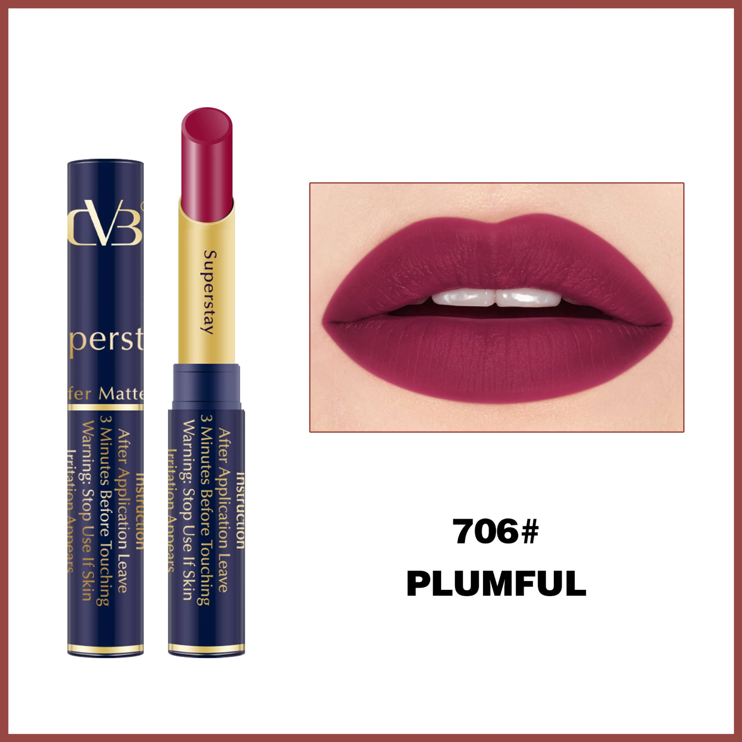 CVB LM-206 SuperStay No Transfer Matte Lipstick, Waterproof and Full-Pigmented, Transfer-Proof Smudge-Proof Lip Colour - Image 9