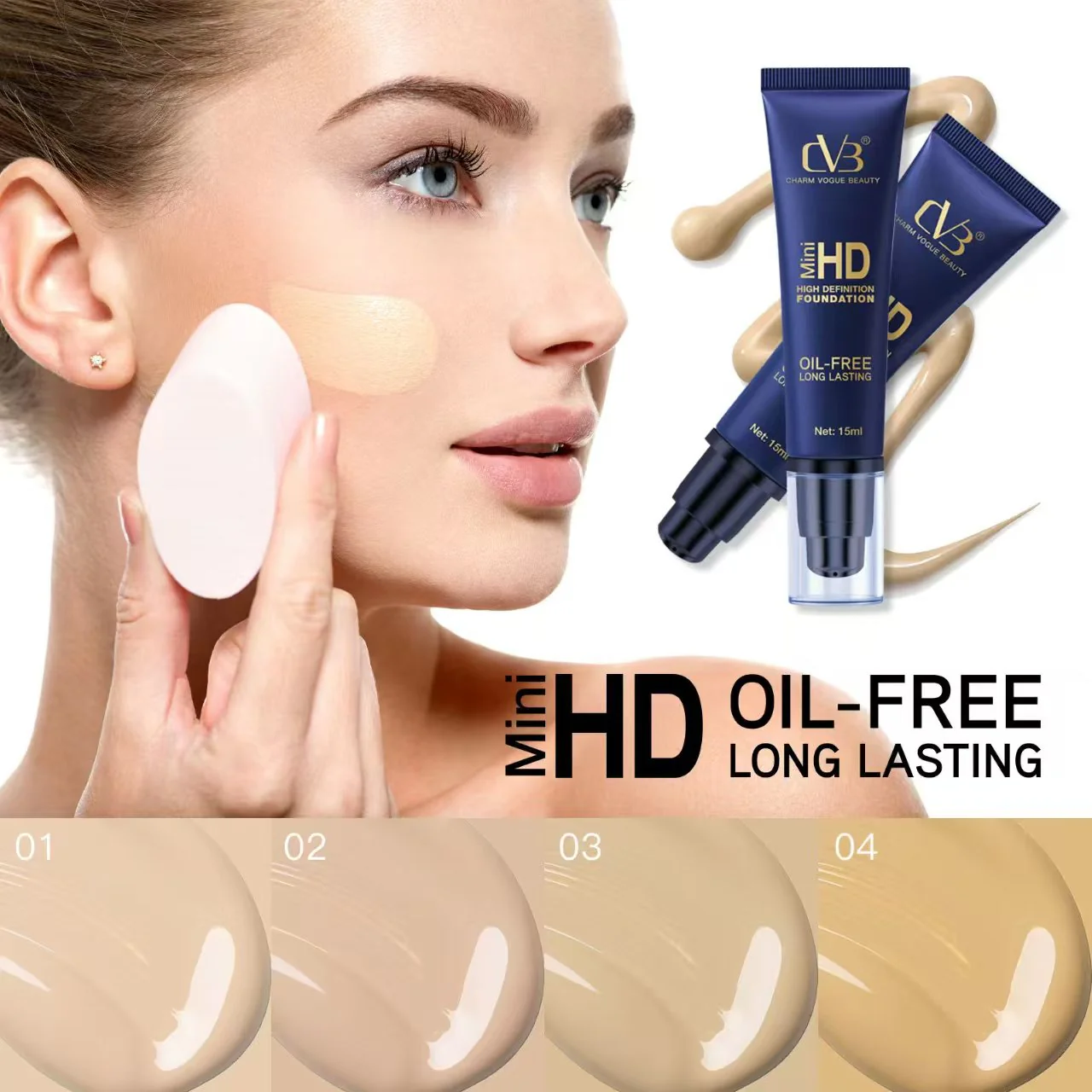 Cvb Mini Hd High Definition Foundation  Oil-Free Long Lasting Net 15 Ml C245 Set of 2 Pics - Image 6