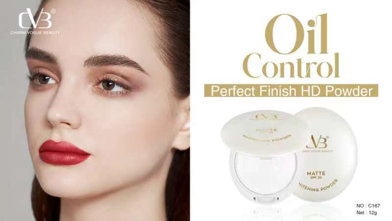 CVB OIL CONTROL MATTE SPF 20 WHITENING POWDER ABSORBS OIL & FIT ALL Compact  (WHITE, 12 g) - Image 2