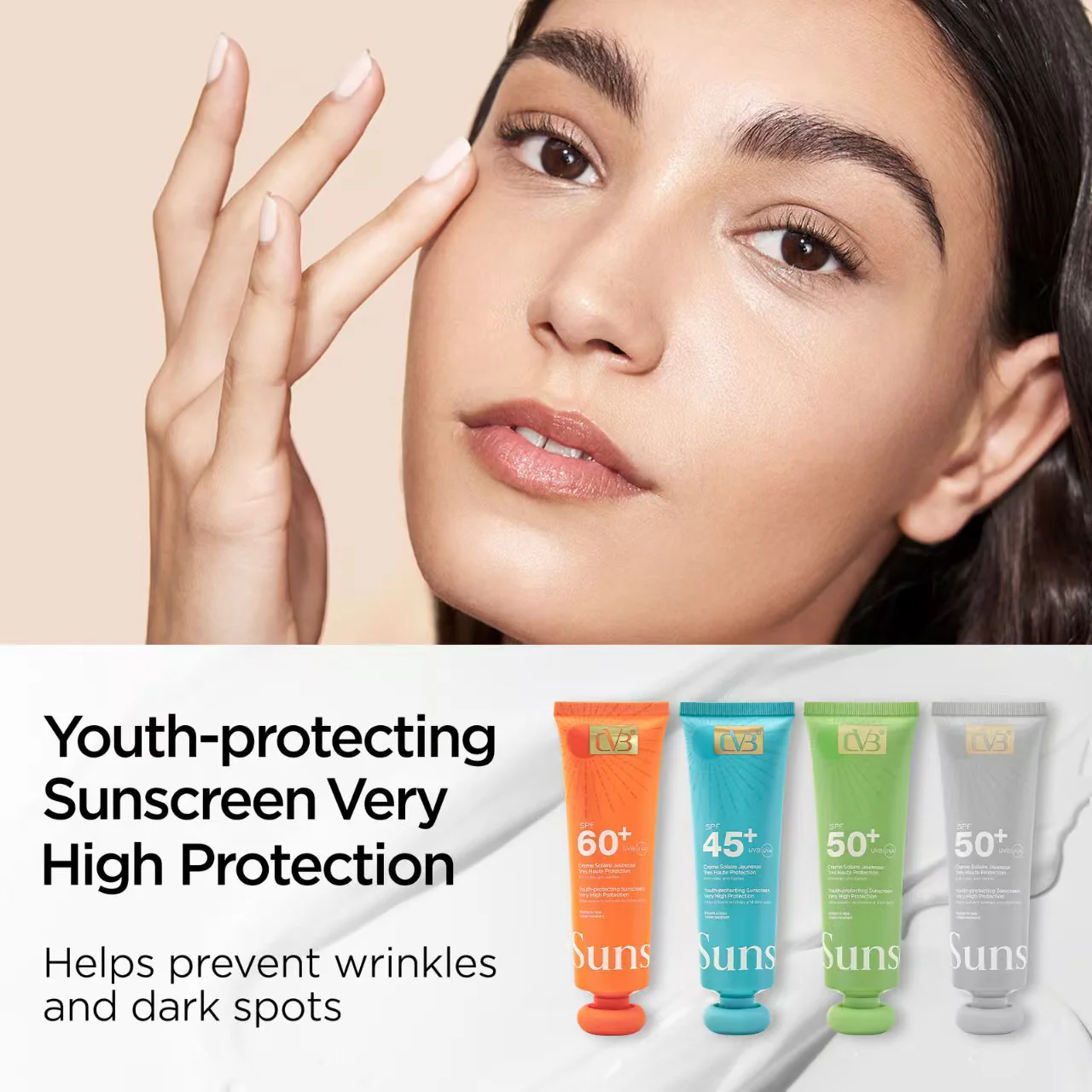 Cvb Sunscreen SPF60+++ UVB UVA Youth-protecting sunscreen very protection wrinkles and Dark Spots  c-240A - Image 4