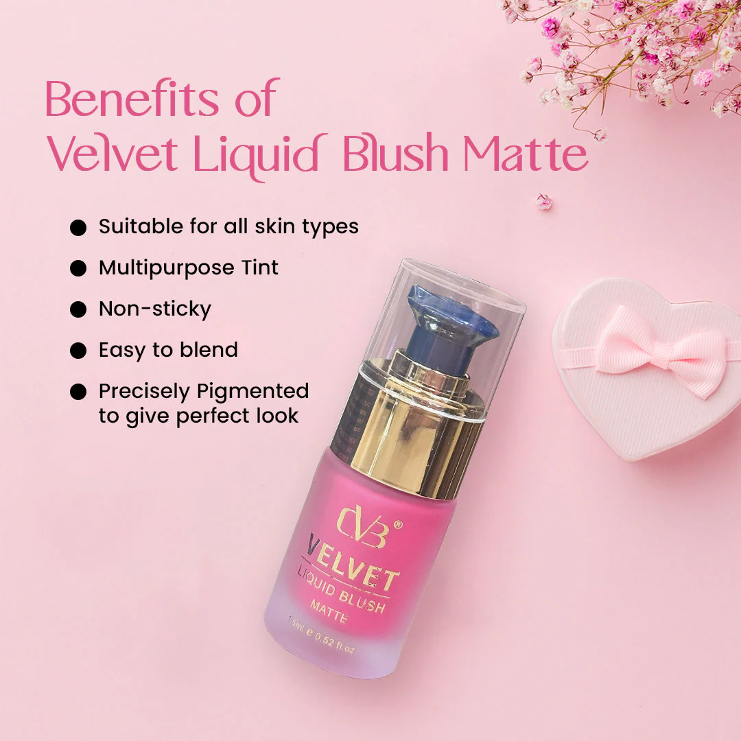 cvb Velvet Liquid Blush Matte Glides On skin  Lasting Glow - Image 2