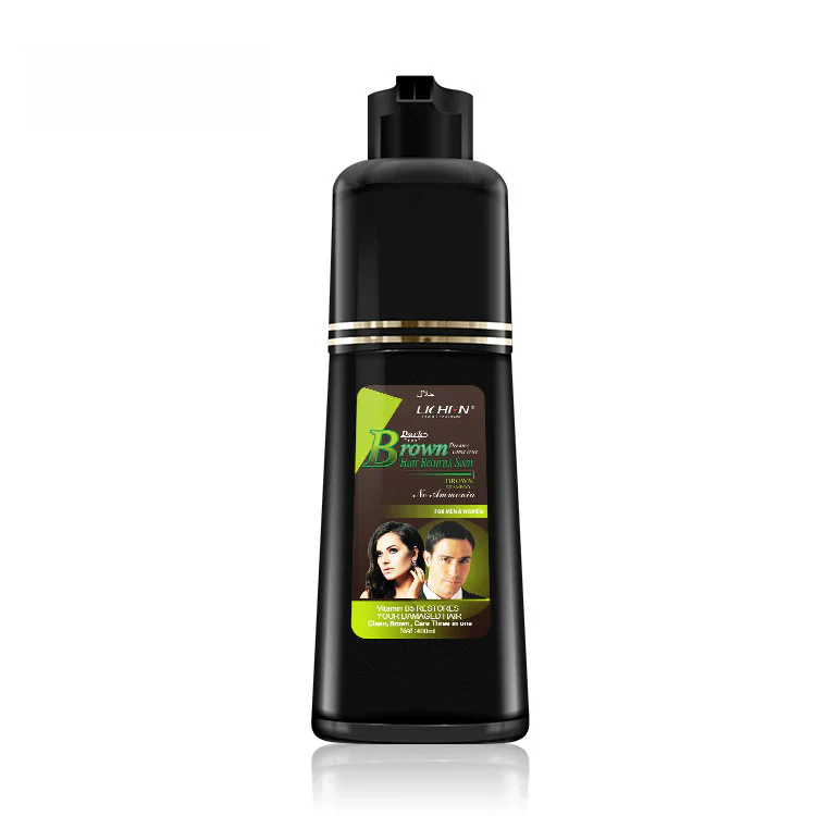 LICHEN DARK BROWN HAIR COLOR SHAMPOO 200 ml (Pump Bottle) - Image 2