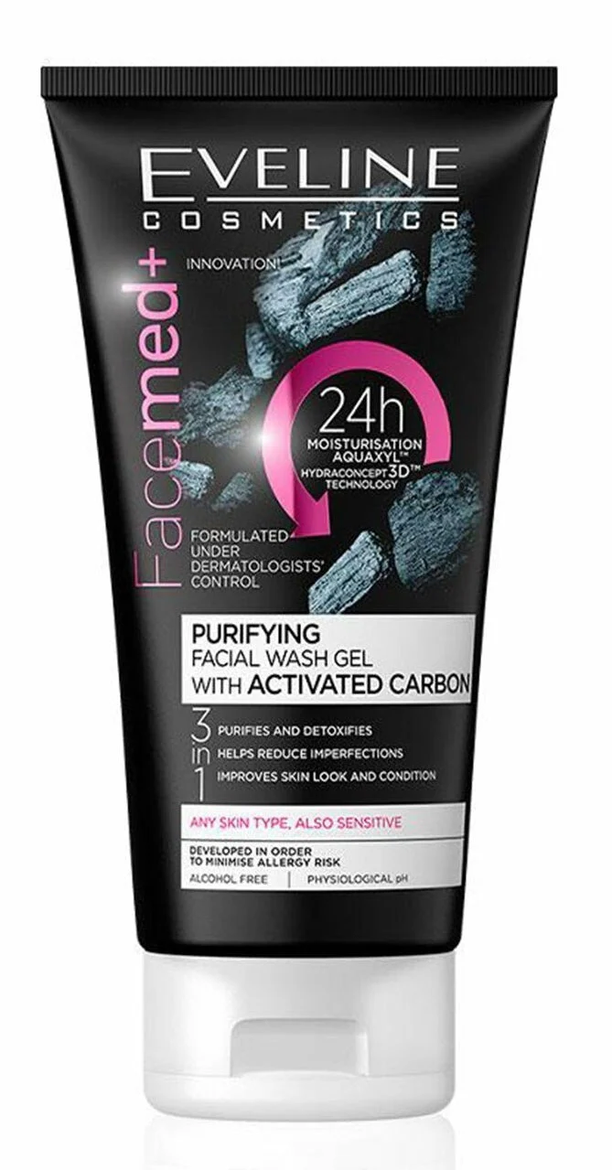 Eveline Facemed Purifying Facial Wash Gel with Activated Carbon 150 ML - Image 2