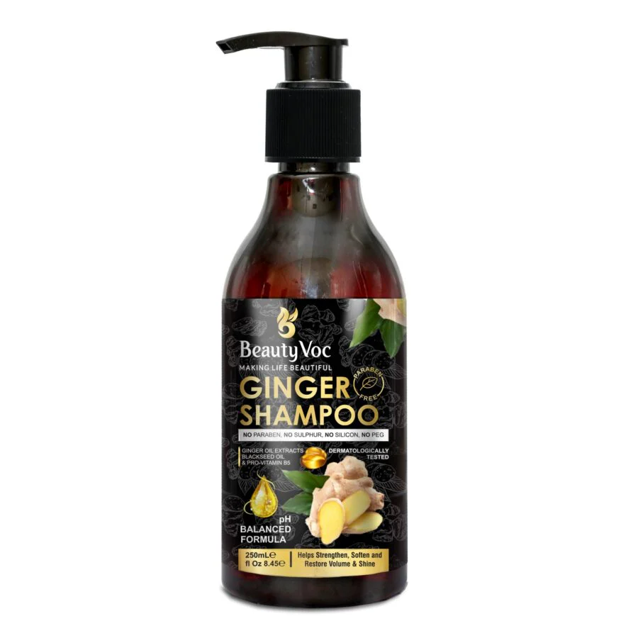 BeautyVoc Ginger Shampoo 250 ml | Best Anti-Dandruff & Hair Fall Control