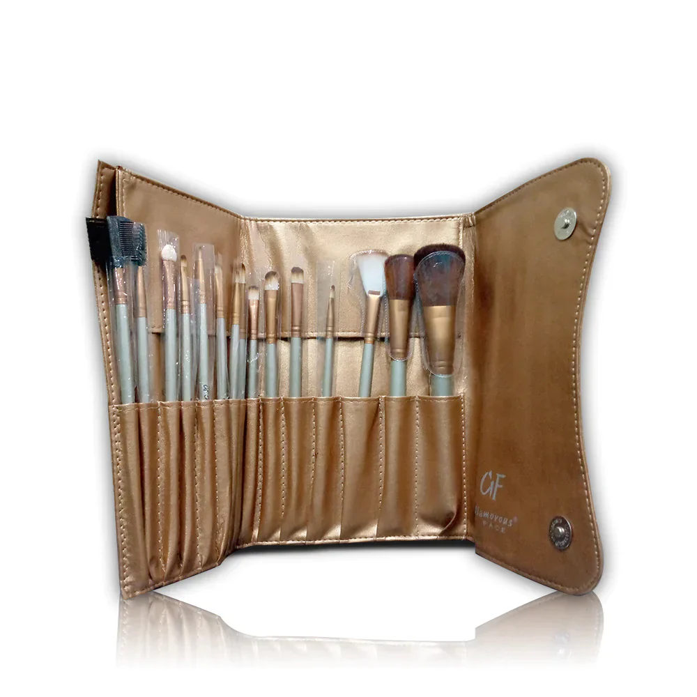 Glamorous Face 15 Piece Leather Brush set - Image 2