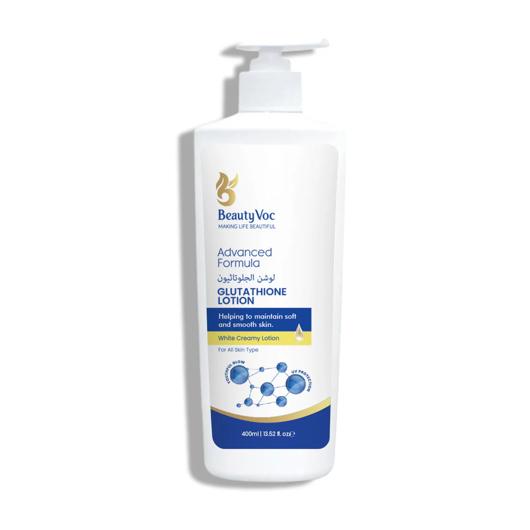 BeautyVoc Glutathione Face & Body Lotion 400ml | Brightens Skin, Reduce Dark Spots, Hydrates Skin