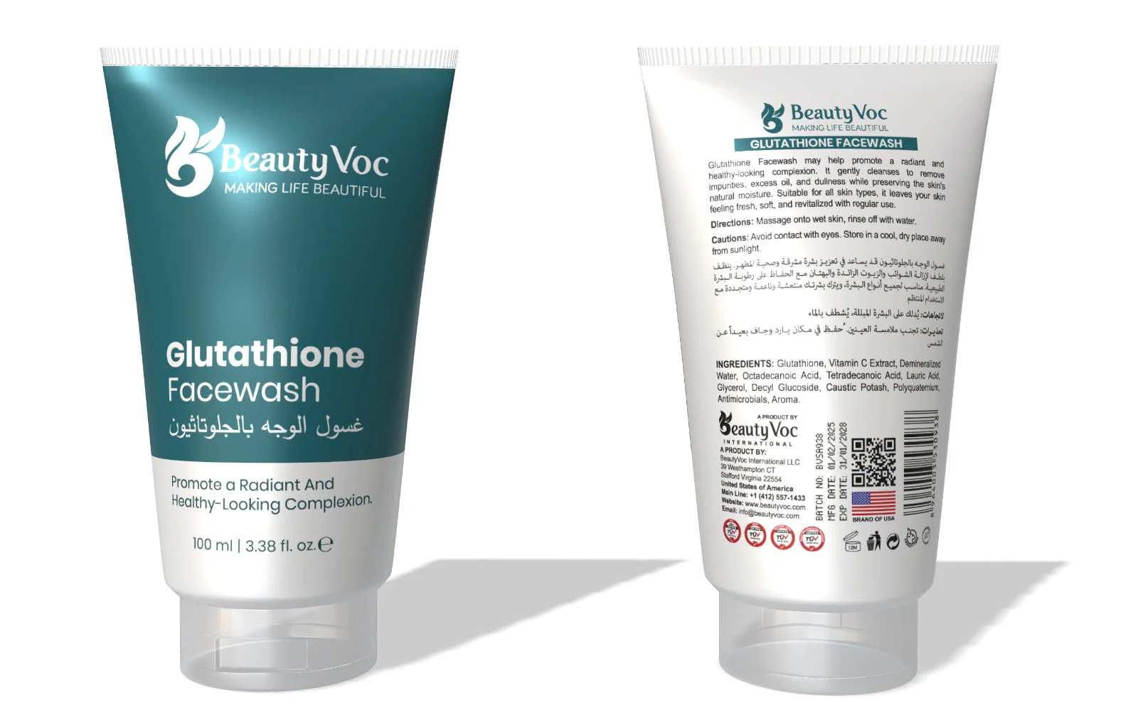 BeautyVoc Glutathione Facewash 100 ml - Brightening Facial Cleanser, Skin whitening, Youthful Skin - Image 3