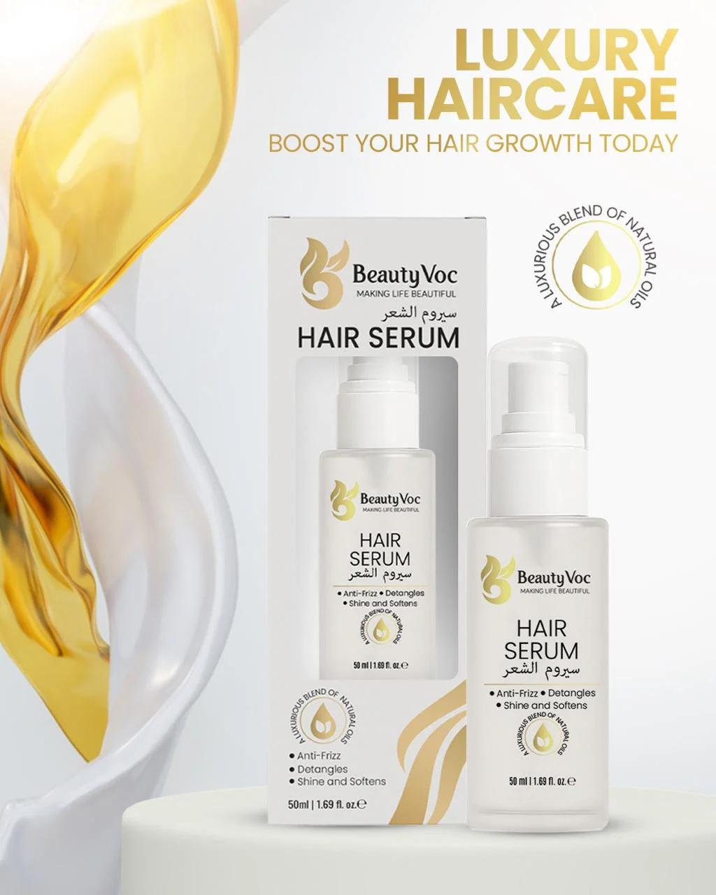 BeautyVoc Hair Serum 50ml | Anti Frizz | Heat Protect Hair Serum | Detangles, Adds Shine & Softness | Promotes Hair Growth | Non-Greasy - Image 8