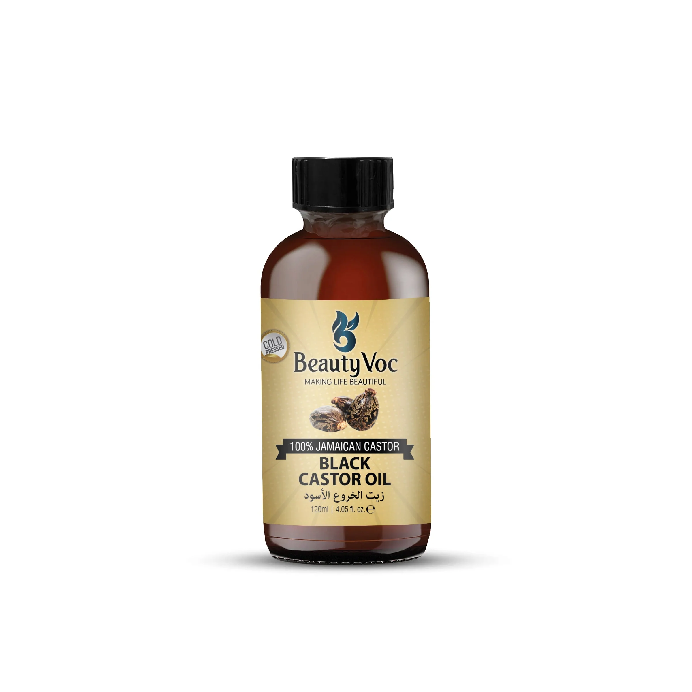 BeautyVoc Jamaican Black Castor Oil 120 ml 100% Natural & Undiluted | Best For Hair Growth, Skin, Beard, Eyelashes, Eyebrows