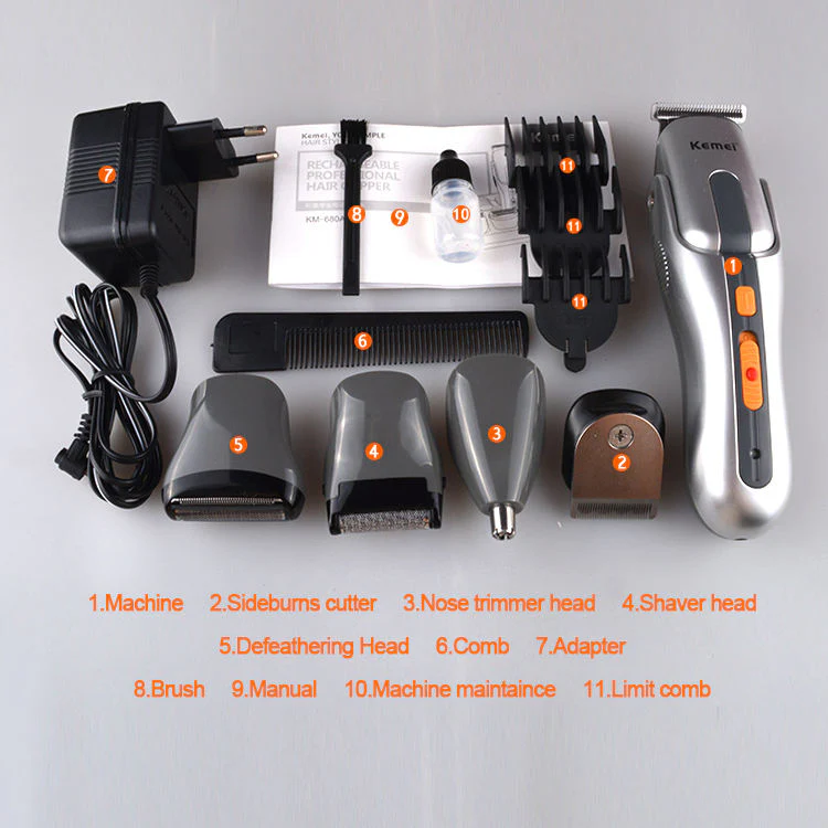 Kemei 8 in 1 Grooming Kit Hair Clipper Nose Trimmer KM-680A - Image 3