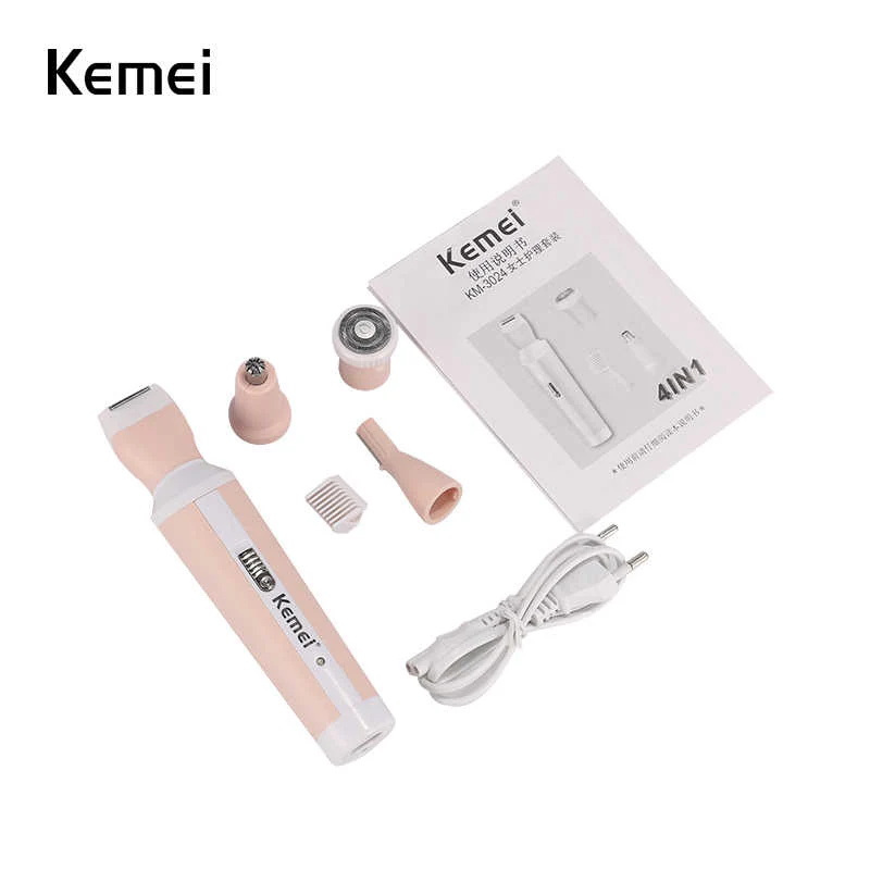 Kemei Women's Trimmer for Face, Nose, Eyebrow, Body 4 in 1 Shaver Suite KM-3024 - Image 2