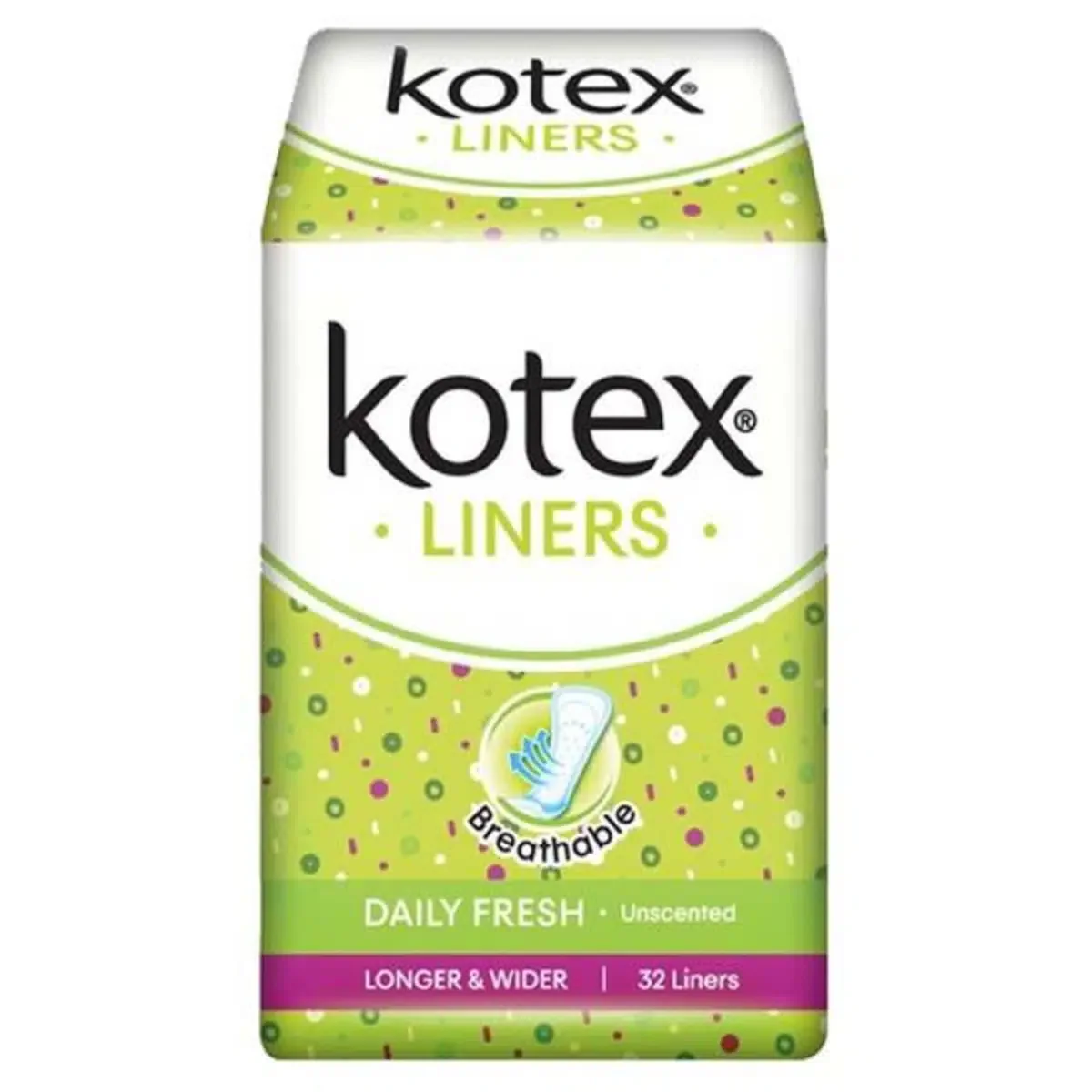 Kotex Fresh Longer & Wider Aloe Vera Panty Liners 32'S