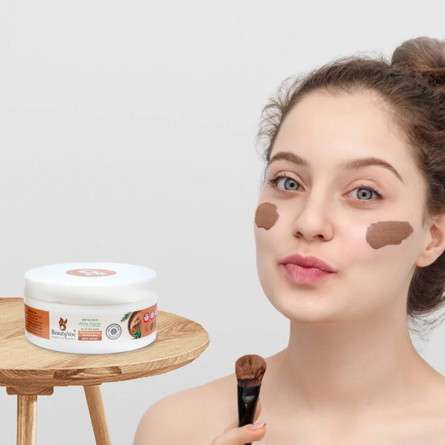 BeautyVoc Mud Mask with Tea Tree & Aloe Vera 300 g | Best for cleanisng | Best for acne & pimples | Oil Control & Clear Skin - Image 2