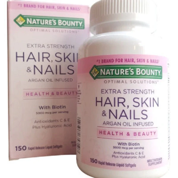 Nature’s Bounty Extra Strenght Hair, Skin &amp; Nails with Biotin 150 Softgels - Image 3