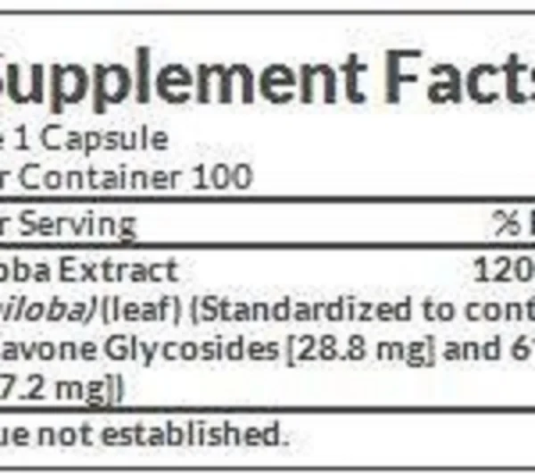 Nature’s Bounty Ginkgo Biloba 120mg 100 Capsules - Image 2