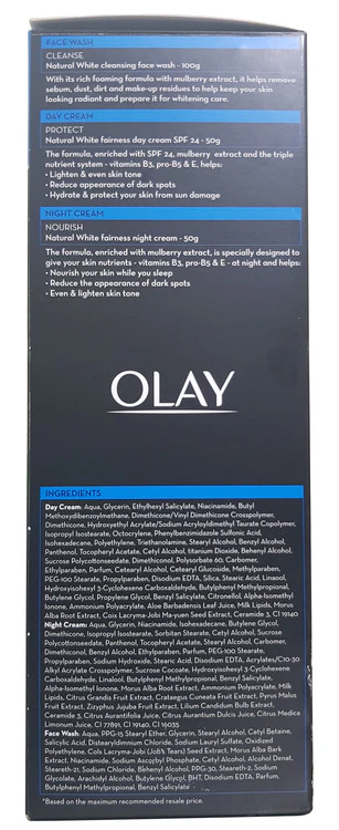 Olay Natural White Fairness Day Cream + Night Cream + Face Wash 3 in 1 Pack - Image 2