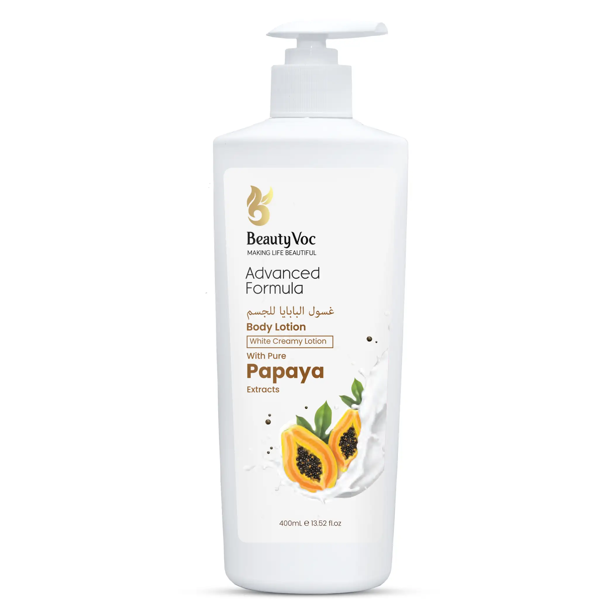 BeautyVoc Papaya Face & Body Lotion 400 ml | For Skin Hydration & Natural glow