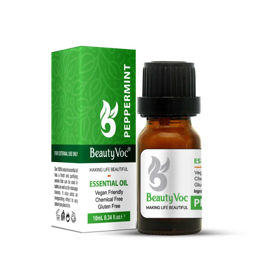BeautyVoc Pure Peppermint Oil 10 ml Undiluted 100% | For Hair, Skin & Aromatherapy | Refreshing & cooling essential oil