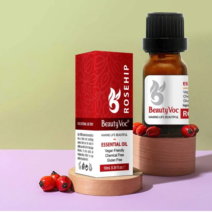 BeautyVoc Pure Rosehip Oil 10 ml - Undiluted 100% | For Skin & Hair | Skin Glow, Reduce Scars & Fine Lines, Repairs Damaged Hair Anti-Aging Benefits - Image 2