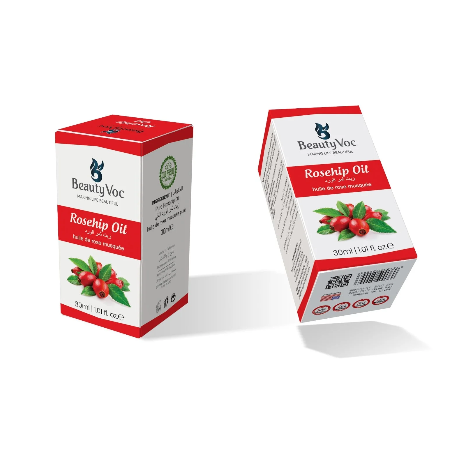 BeautyVoc Pure Rosehip Oil 30 ml - Undiluted 100% | For Skin & Hair | Skin Glow, Reduce Scars & Fine Lines, Repairs Damaged Hair Anti-Aging Benefits - Image 3