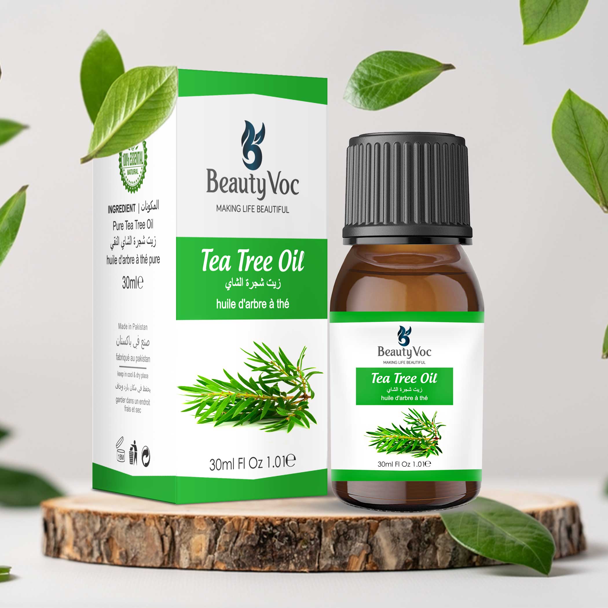 BeautyVoc Pure Tea Tree Oil 30 ml | Undiluted Essential Oil for Hair, Skin & Aromatherapy - Image 2