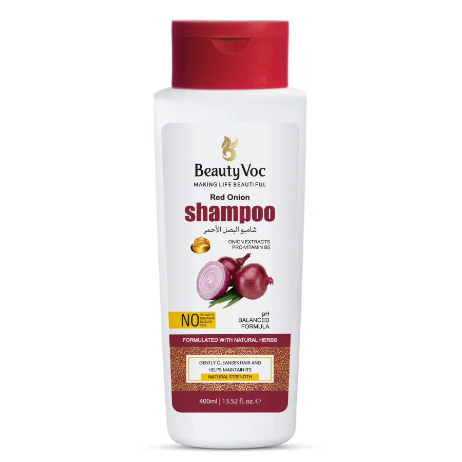 BeautyVoc Red Onion Shampoo 400ml - Anti Hair Fall | Anti Dandruff | Smooth Silky Hair - Image 2