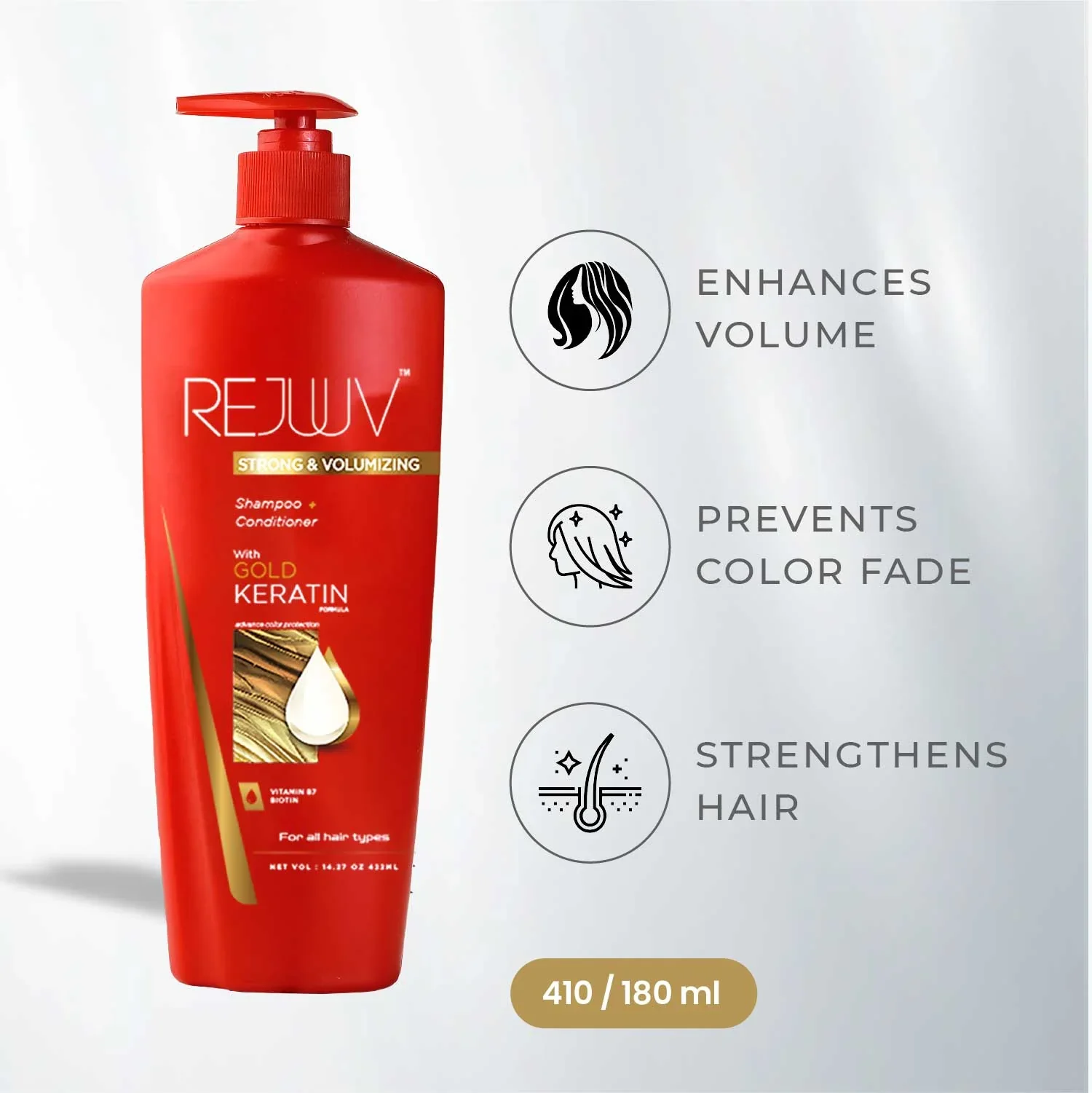Rejuuv With Biotin Gold Keratin Shampoo 422ml - Image 2