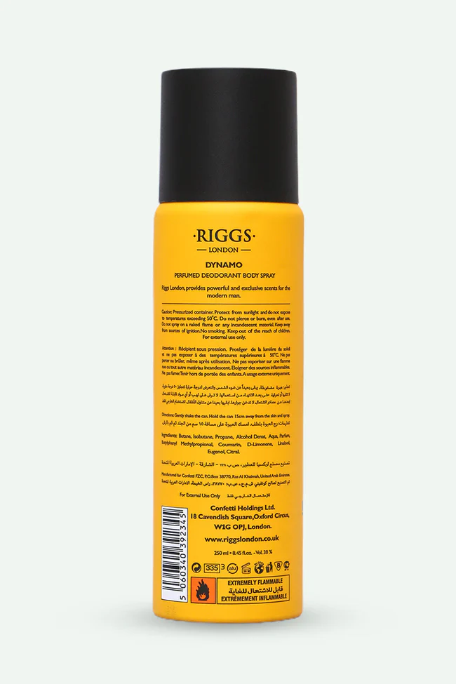 Riggs LONDON Men Deodorant Body Spray – Dynamo - Image 2