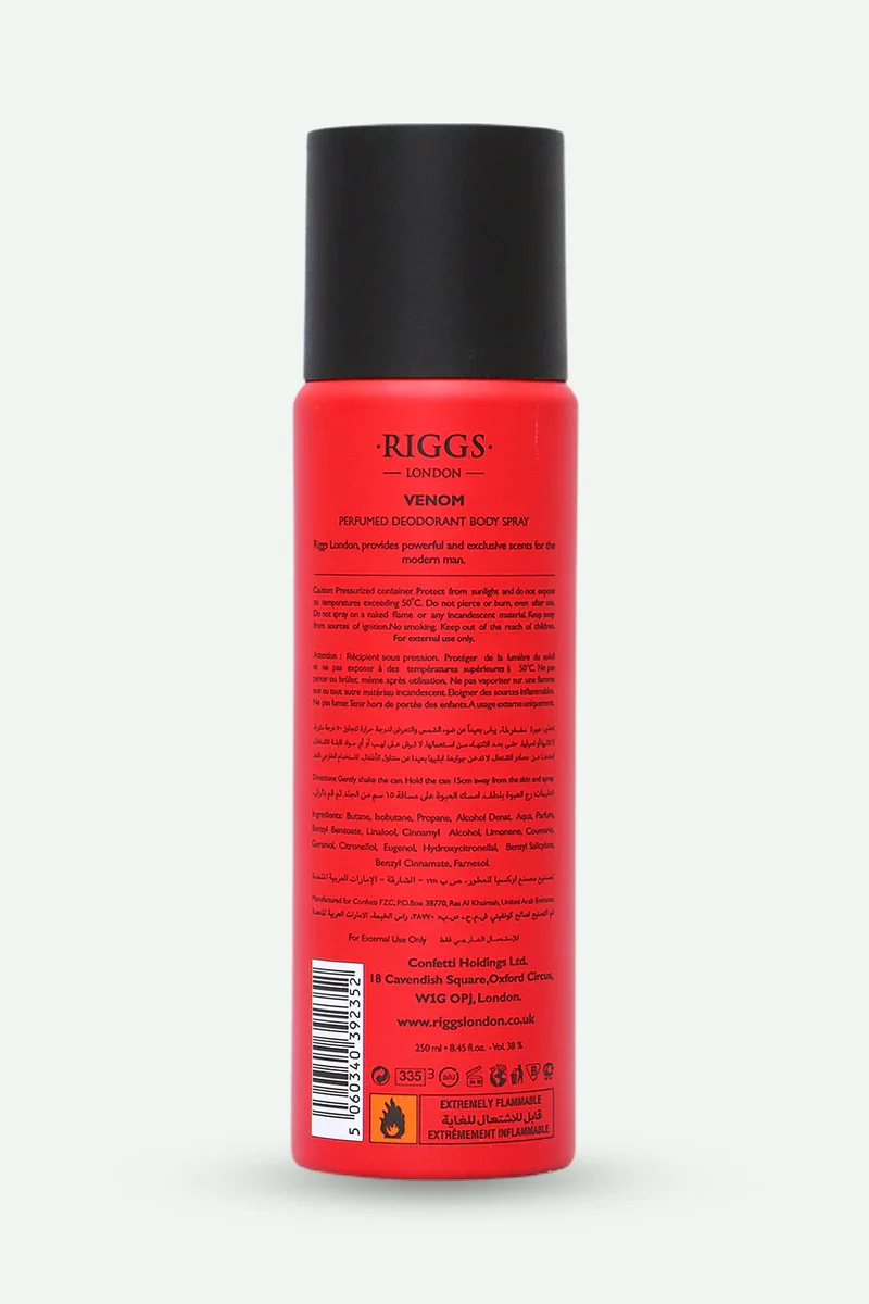 Riggs LONDON Men Deodorant Body Spray – Venom - Image 2