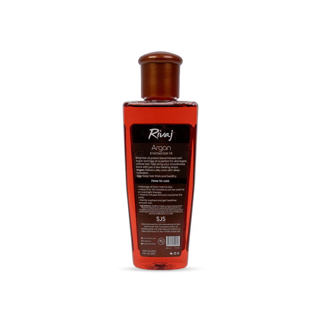 Rivaj Argan & Egg Enriched Hair Oil 100ml - Image 2