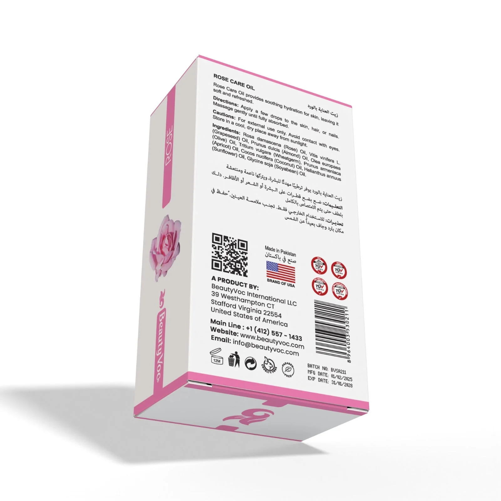 BeautyVoc Rose Treatment Oil 50 ml Pure 100% | Non-Greasy | Cold-Pressed Therapeutic Oil for Skin Repair, Hair Nourishment & Emotional Balance - Image 3