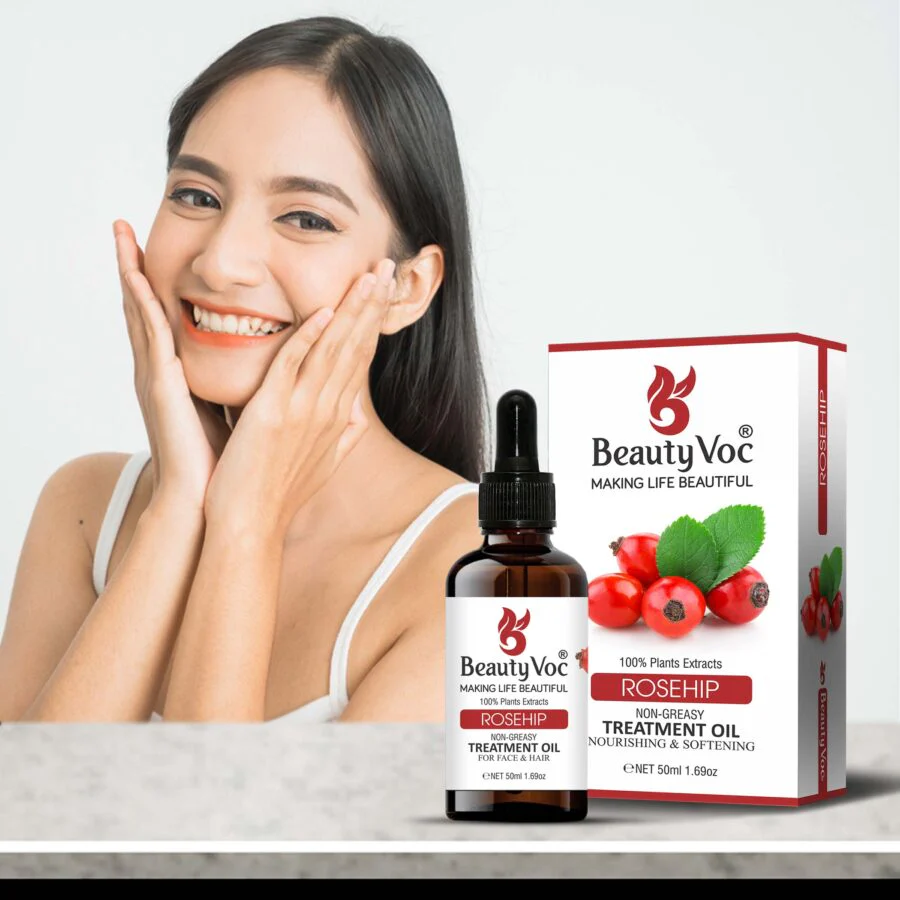 BeautyVoc Rosehip Treatment Oil 50 ml | Non Greasy | 100% Pure & Natural – Anti Aging, Anti-Acne, Scar Treatment, Skin brightening - Image 4