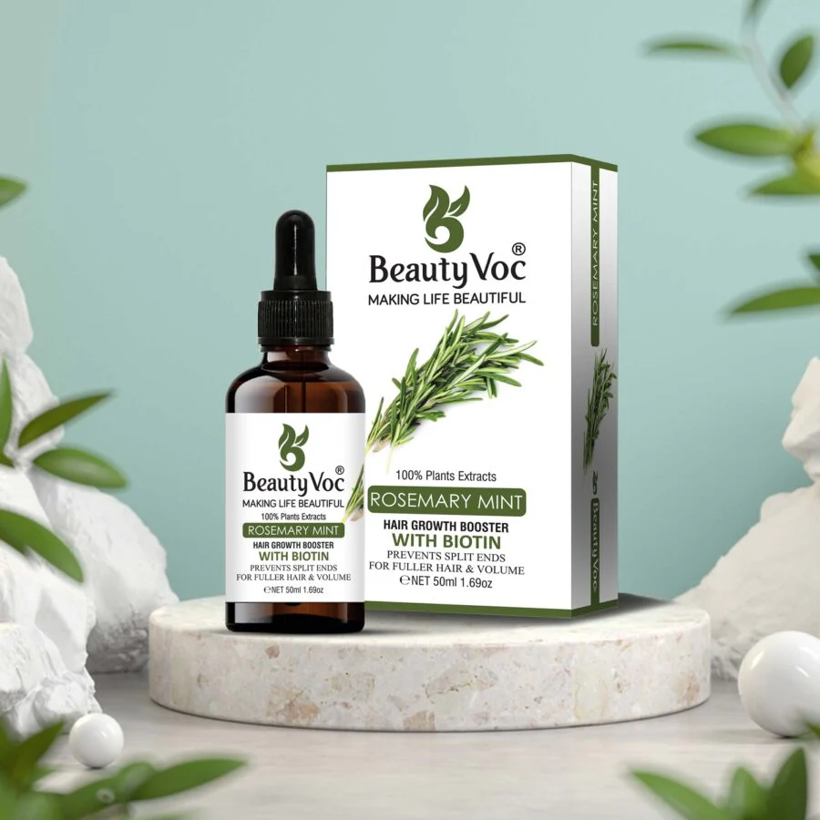BeautyVoc Rosemary Mint Treatment Oil with Biotin 50 ml | Non-Greasy | Cold-Pressed Oil for Hair Growth, Scalp Health & Strengthening Roots - Image 2