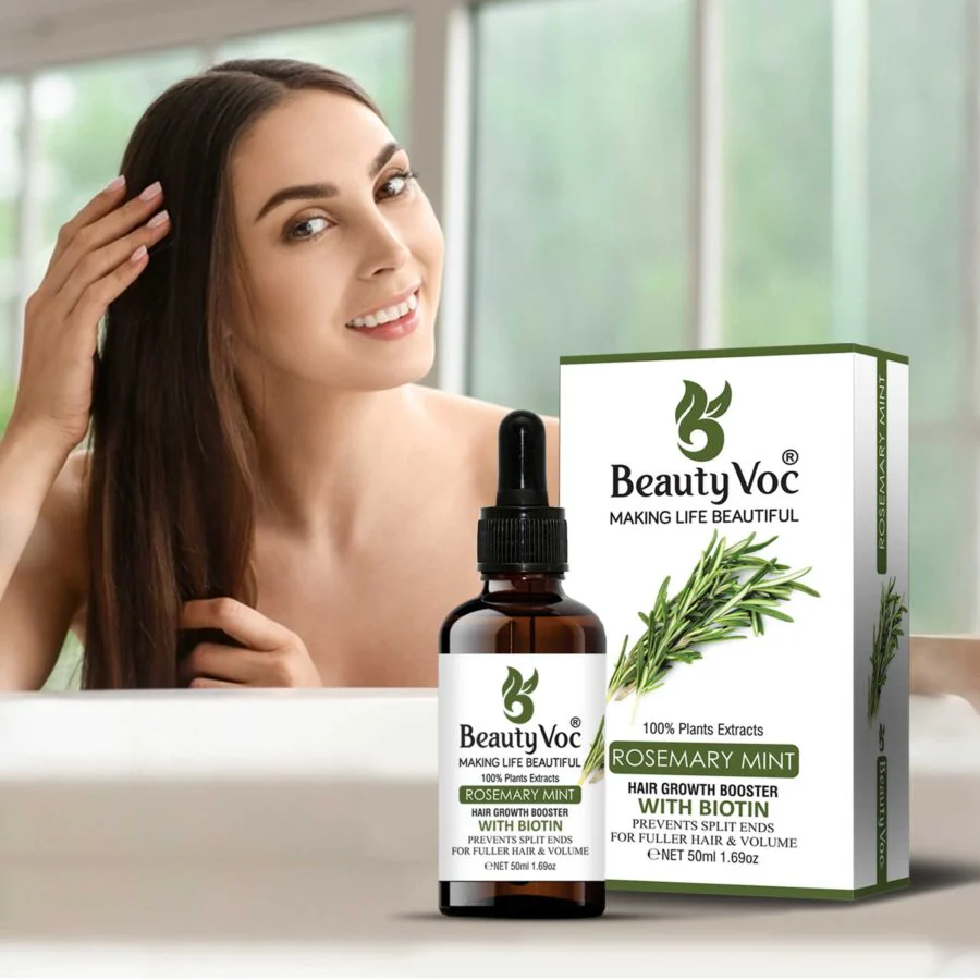 BeautyVoc Rosemary Mint Treatment Oil with Biotin 50 ml | Non-Greasy | Cold-Pressed Oil for Hair Growth, Scalp Health & Strengthening Roots - Image 3